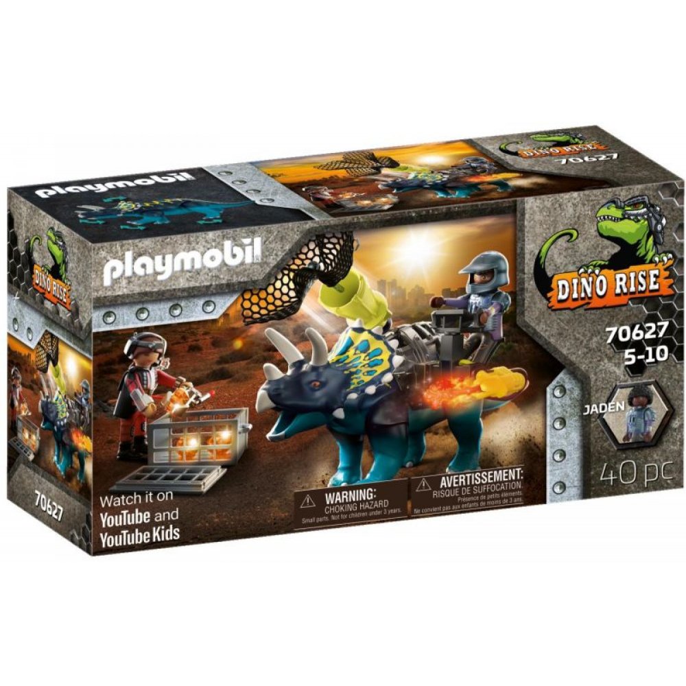 Playmobil Dino Rise Trikeratops With Armor-Cannon And Fighters